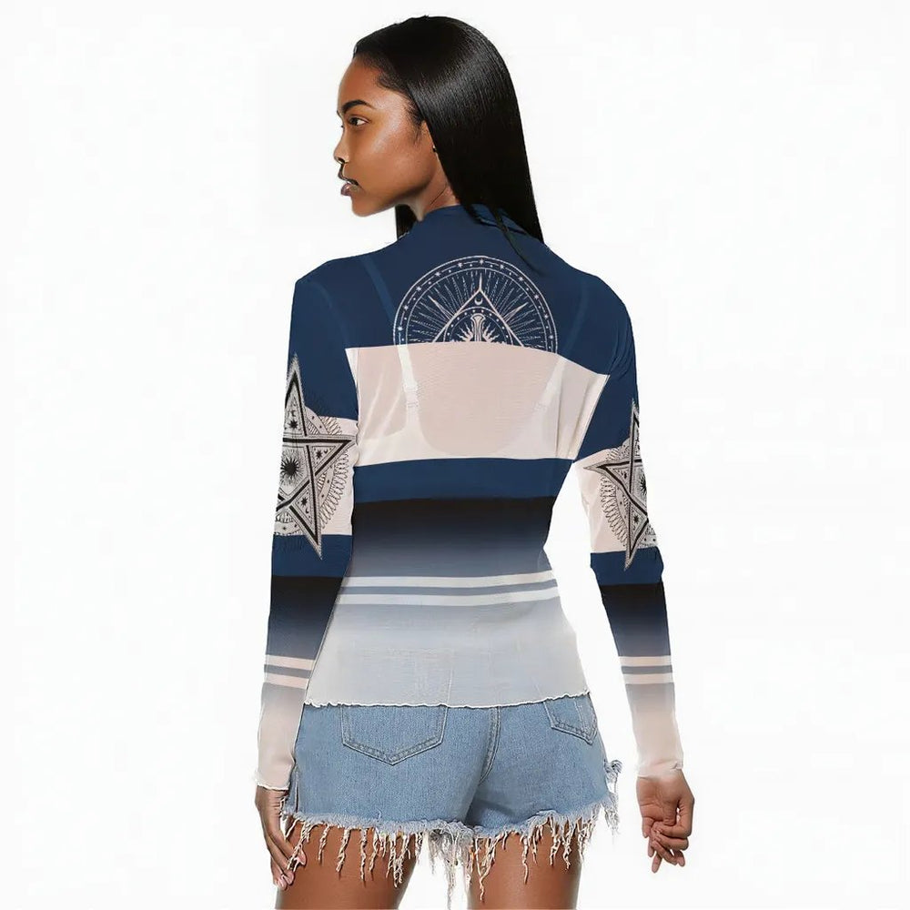 OTEKA Peekaboo Mesh Blue Satanic slip shirt