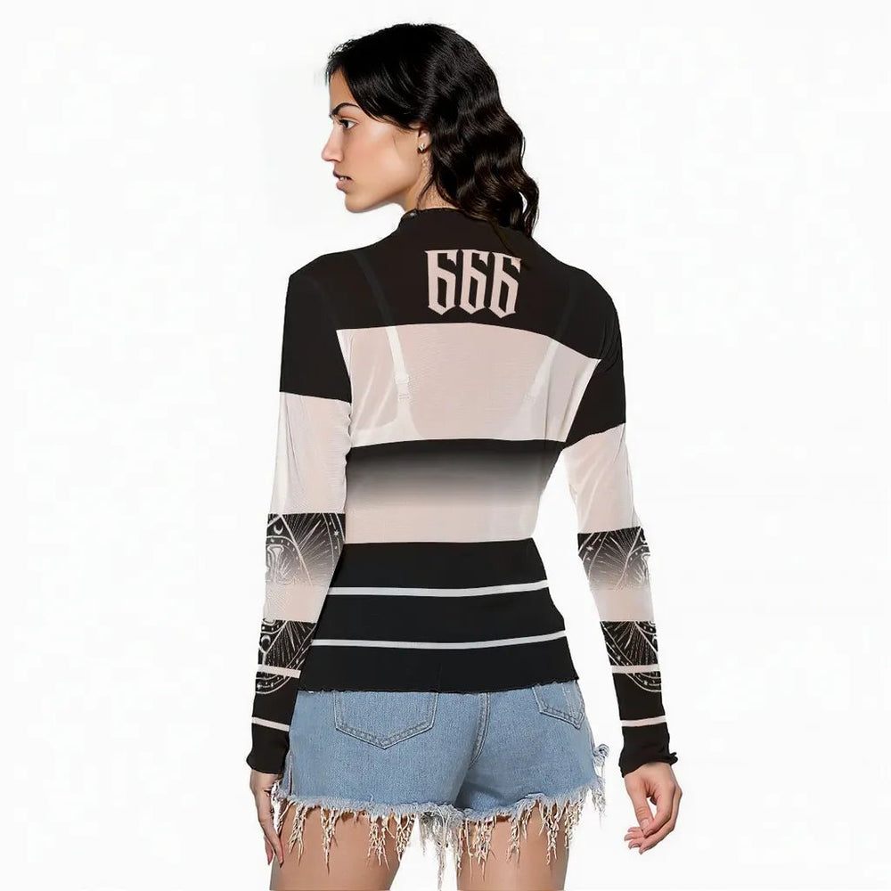 OTEKA Peekaboo Mesh Black and White Satanic slip shirt