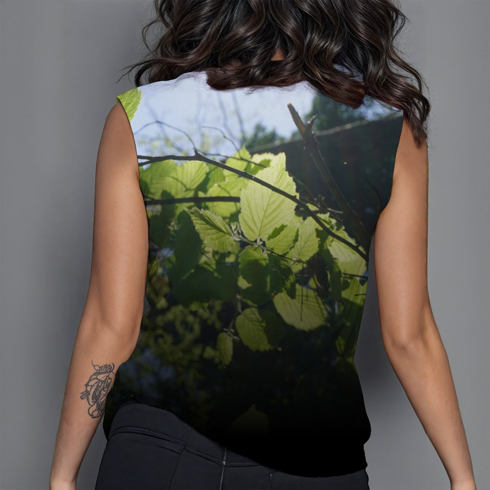 OTEKA Leafy Women's Round Sleeveless T-Shirt