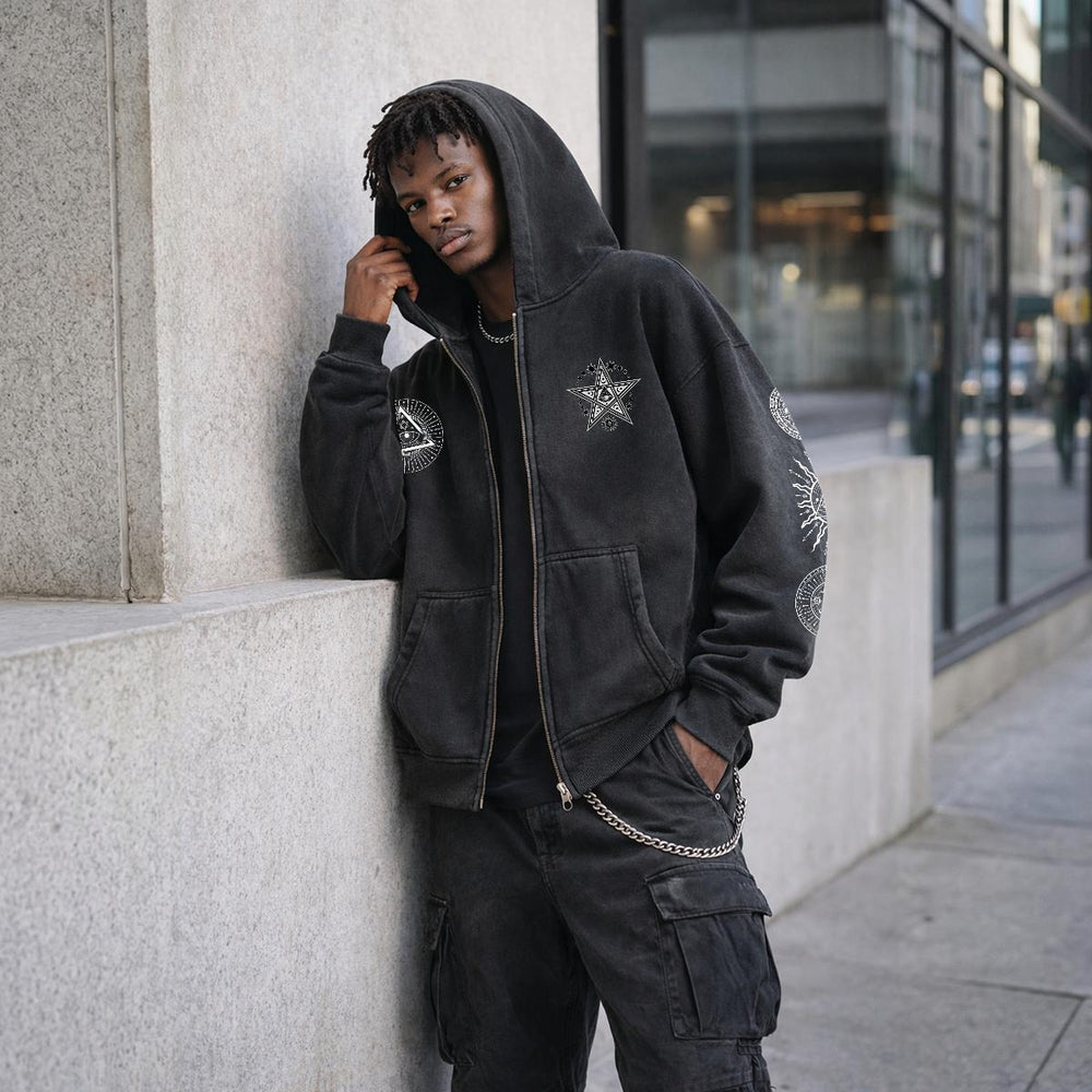 OTEKA Satan is my Boy distressed fleece lined hoodie