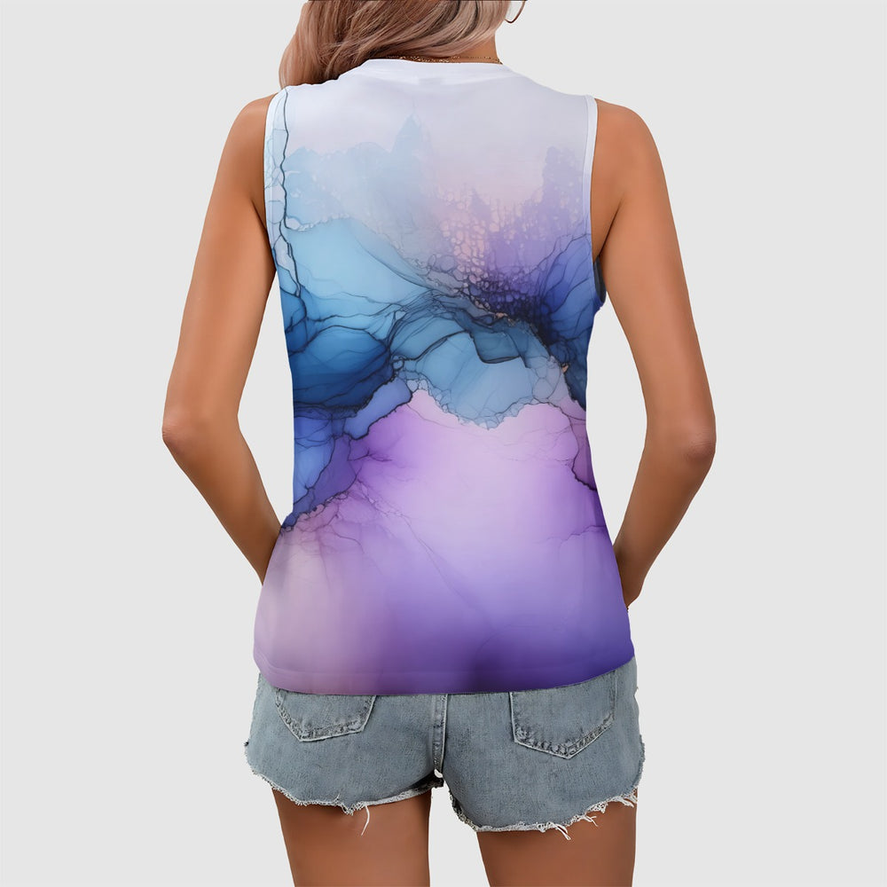 OTEKA Violet Watercolor Sleeveless V-Neck Tank Top