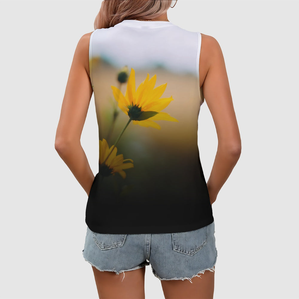 OTEKA Sunflower Sleeveless V-Neck Tank Top