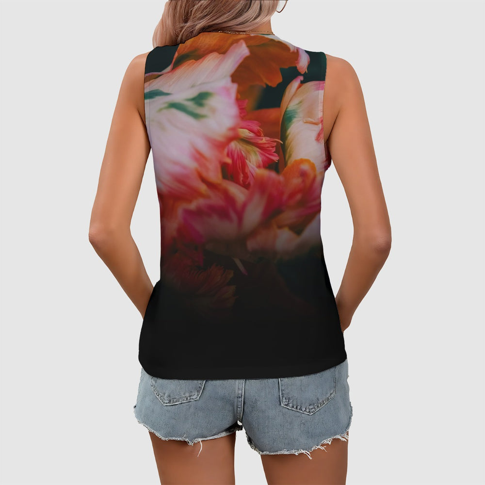 OTEKA Rose Sleeveless V-Neck Tank Top