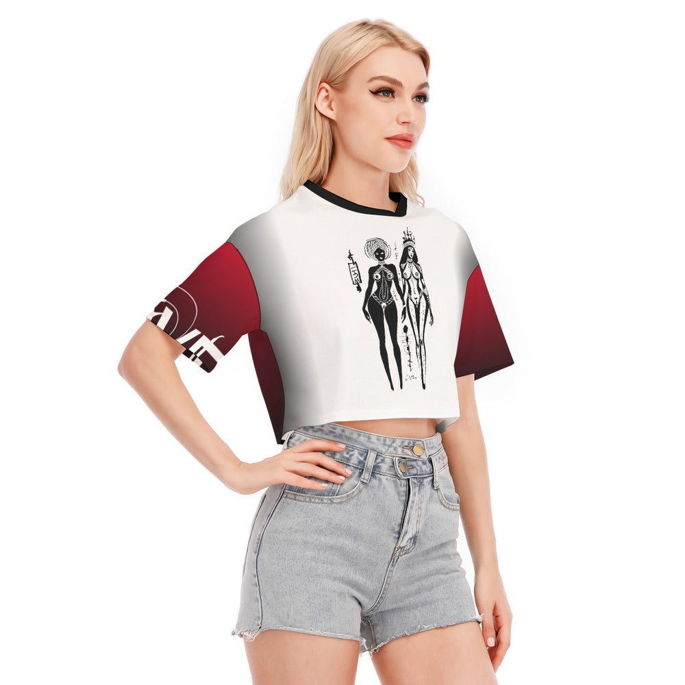 OTEKA Red and White Found Cropped Women's shirt