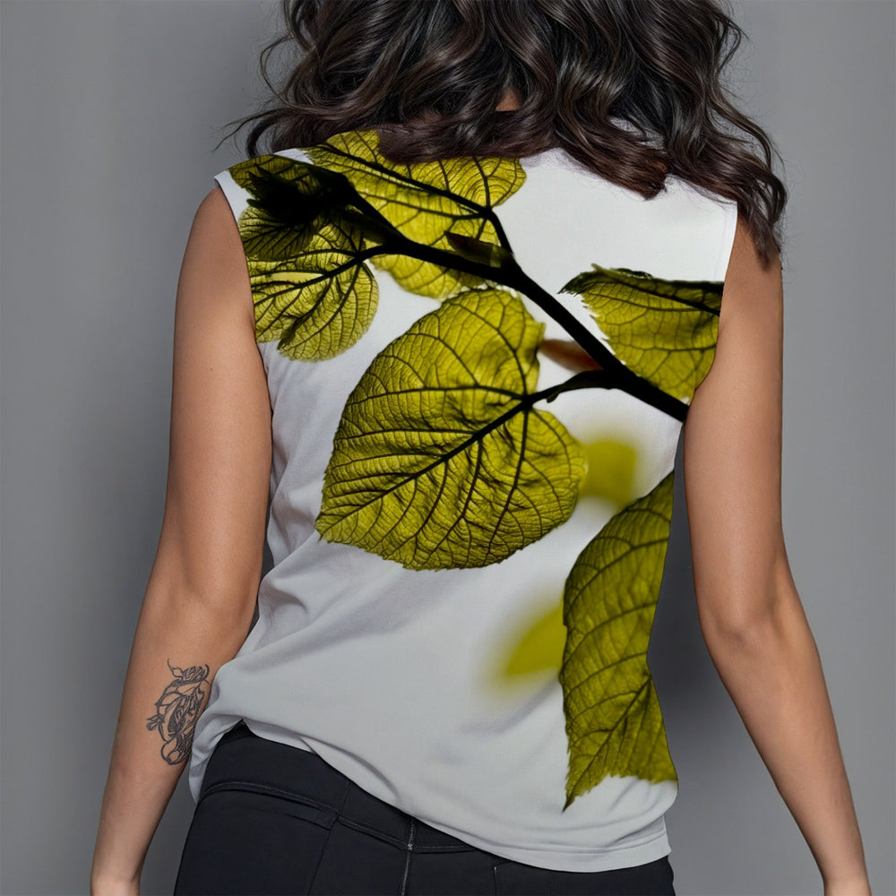 OTEKA Spring Leaves Round Sleeveless T-Shirt