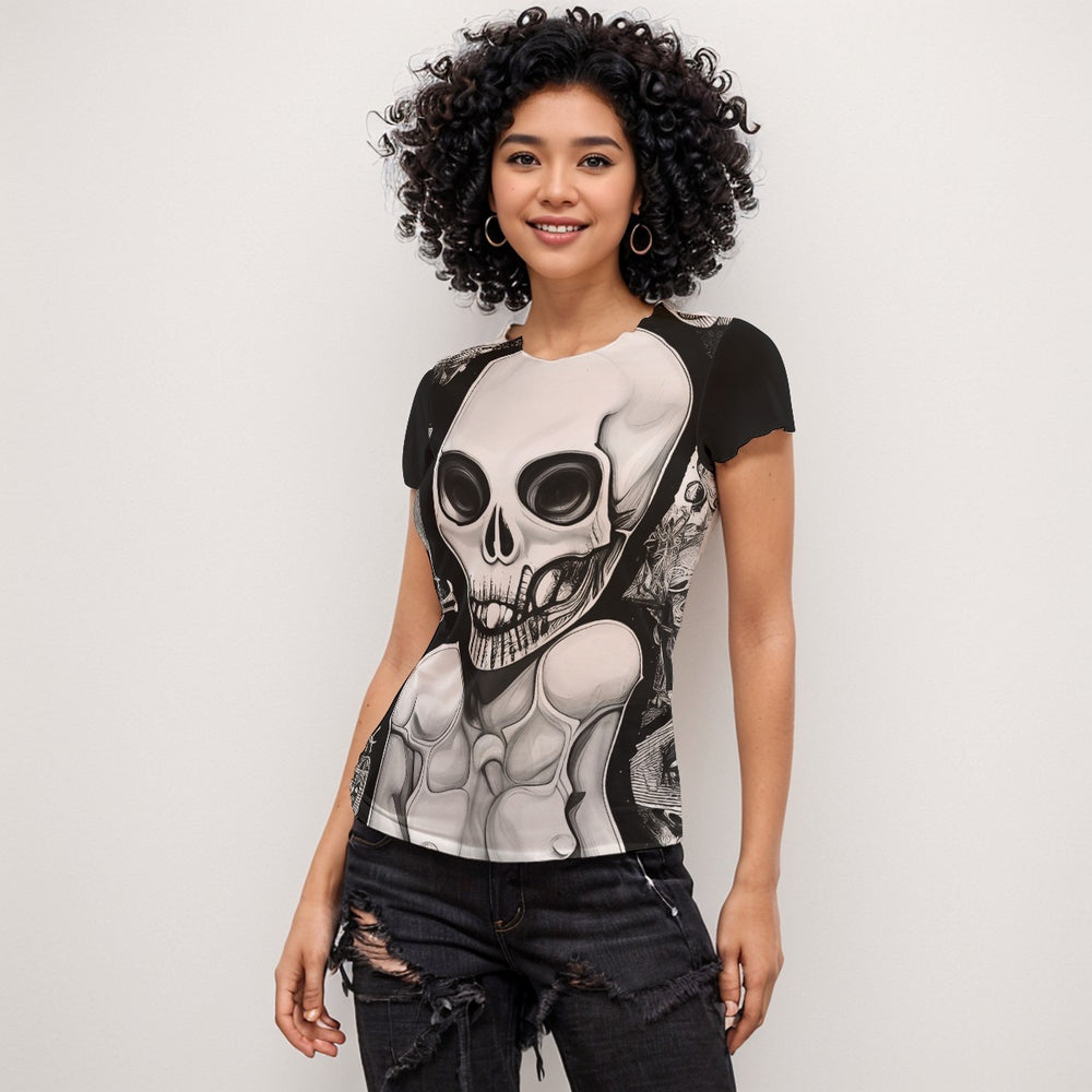 OTEKA Space skull mesh short sleeve top