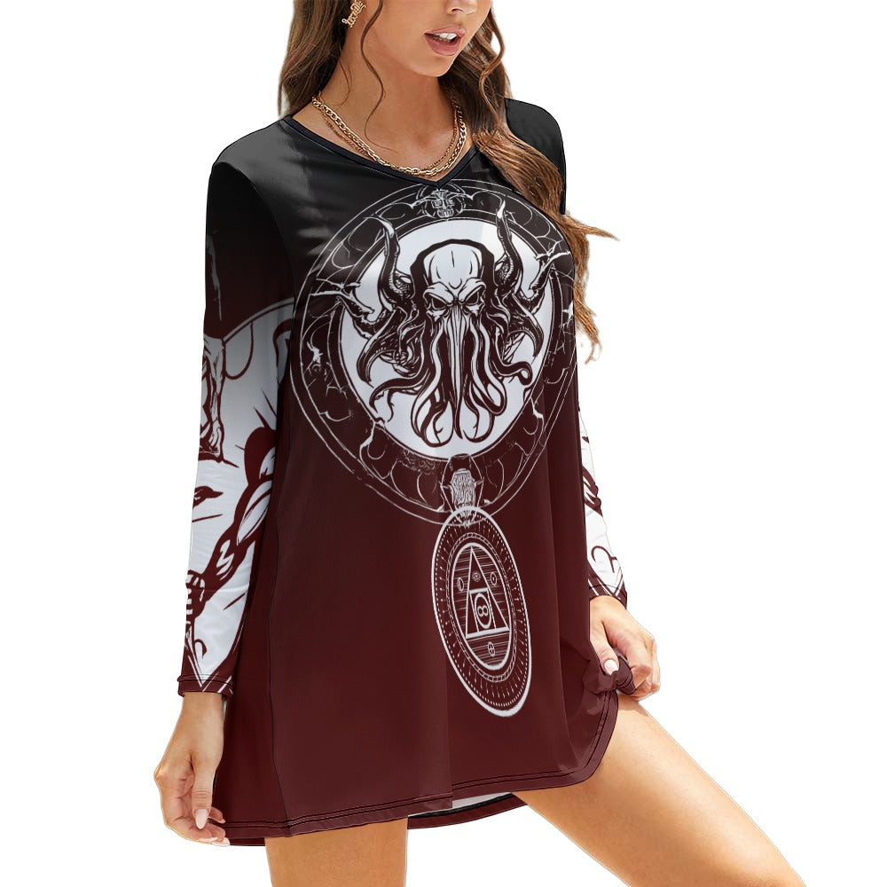 OTEKA Maroon long sleeveCthulhu Dress