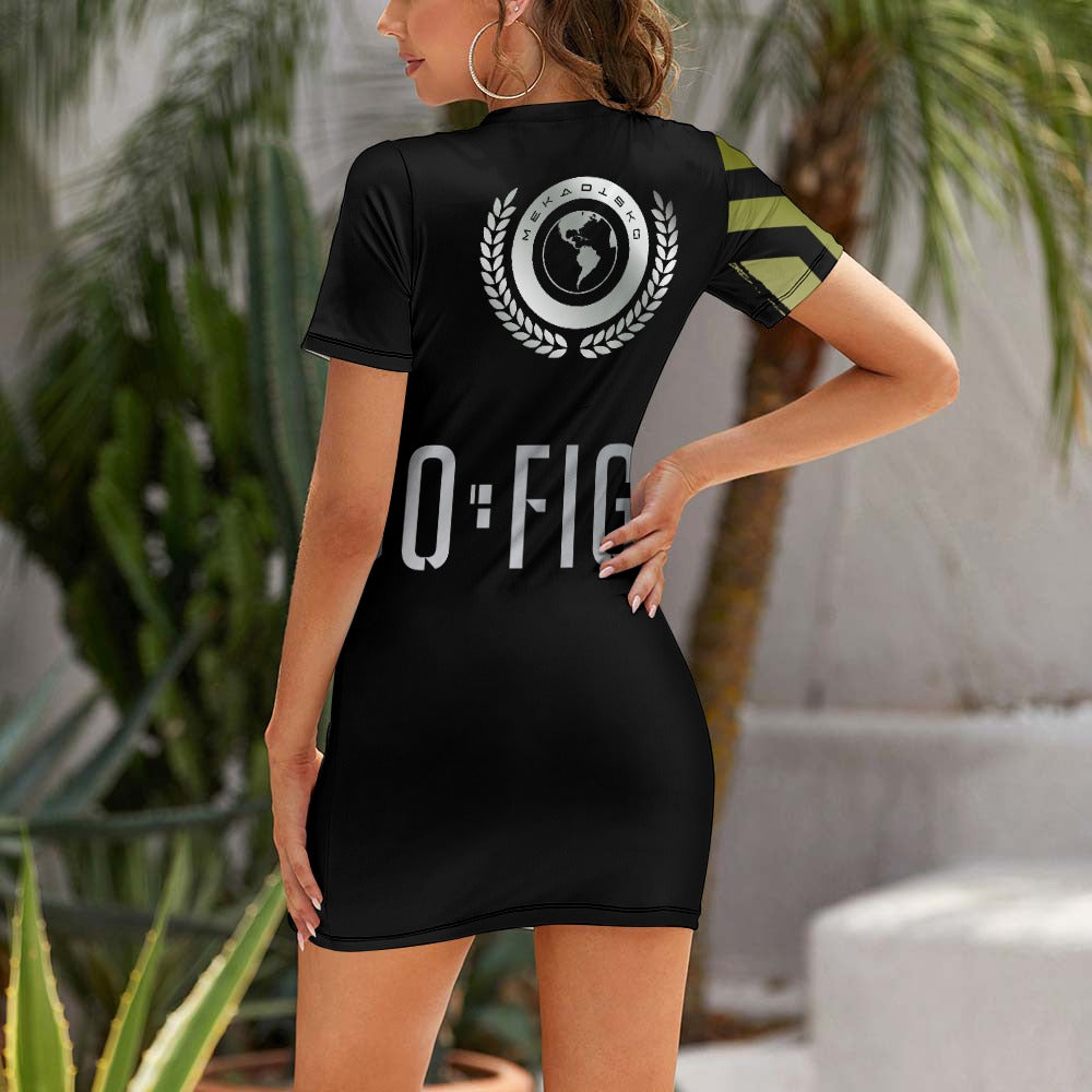 GO FIGHT MEKADISKO Side Short Sleeve Dress