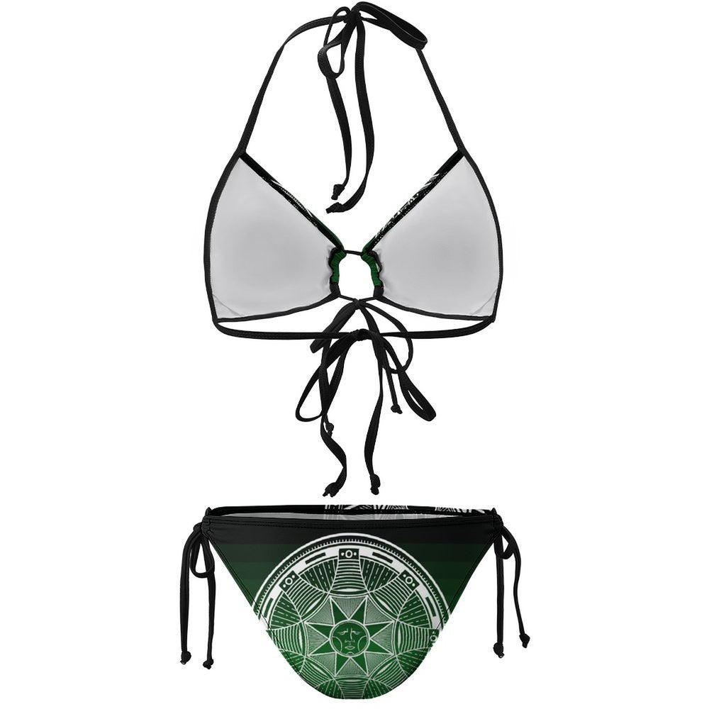 OTEKA Plus Size Halter Tie Green Satanic Bikini