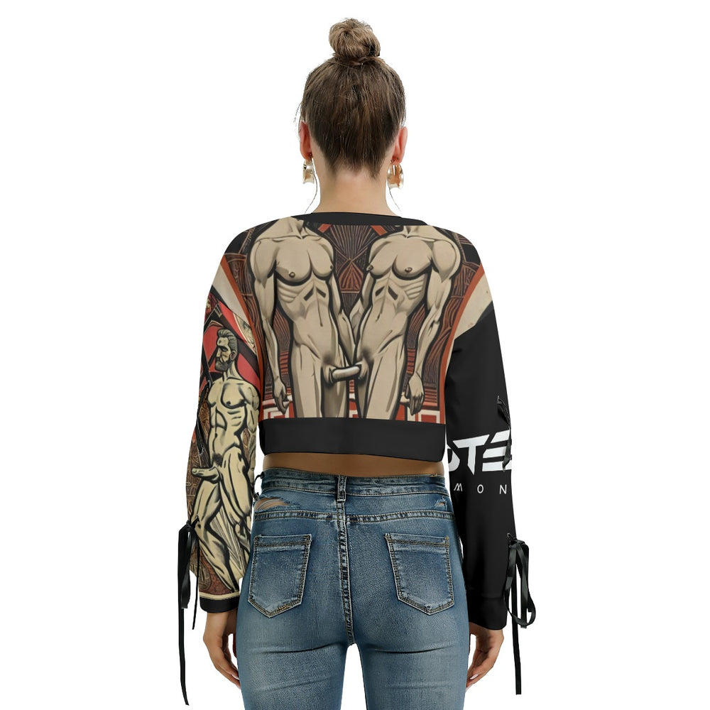 OTEKA Mythology Long Sleeve Cropped Sweatshirt With Lace up