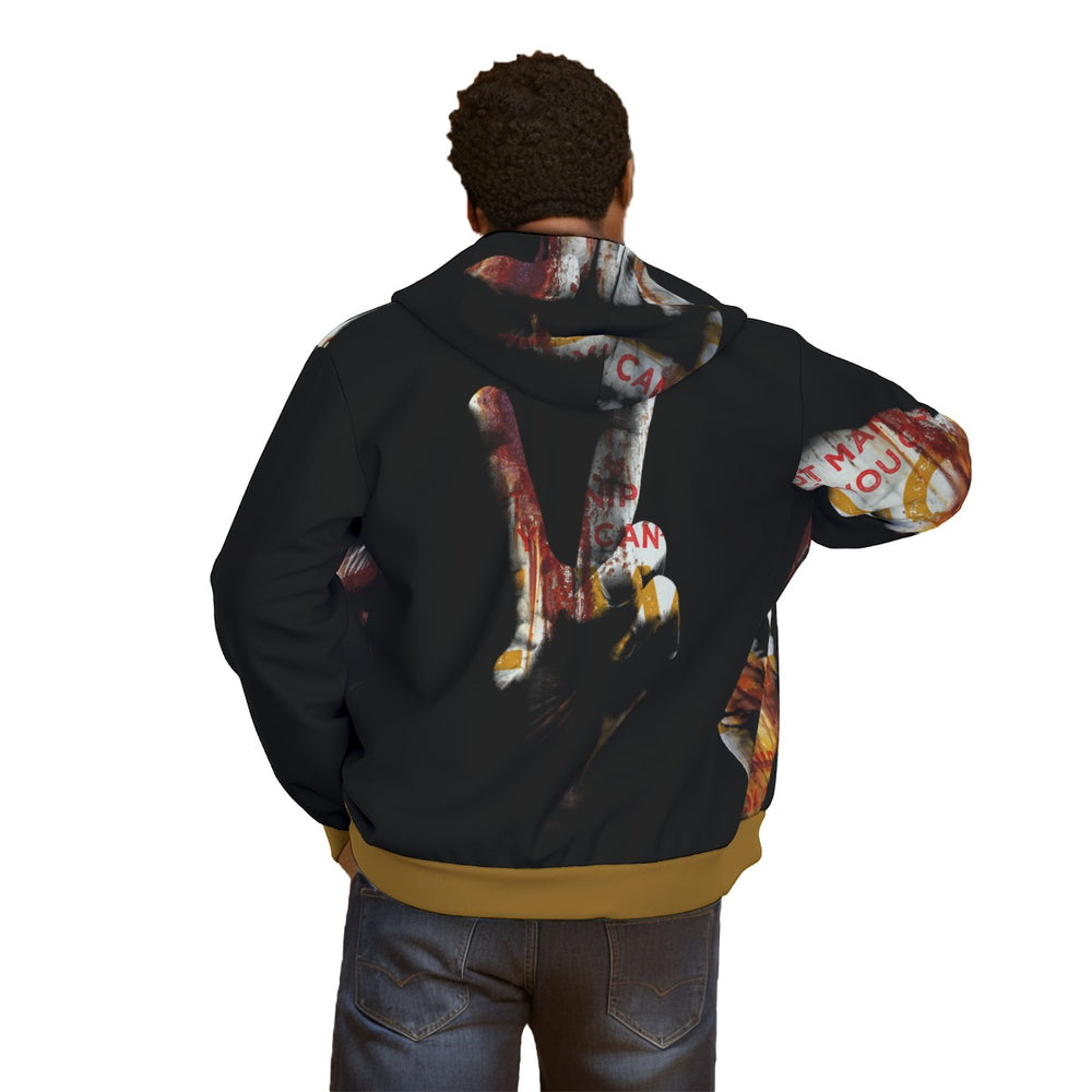 OTEKA Burnt Skull Zipper Hoodie With Black Lining