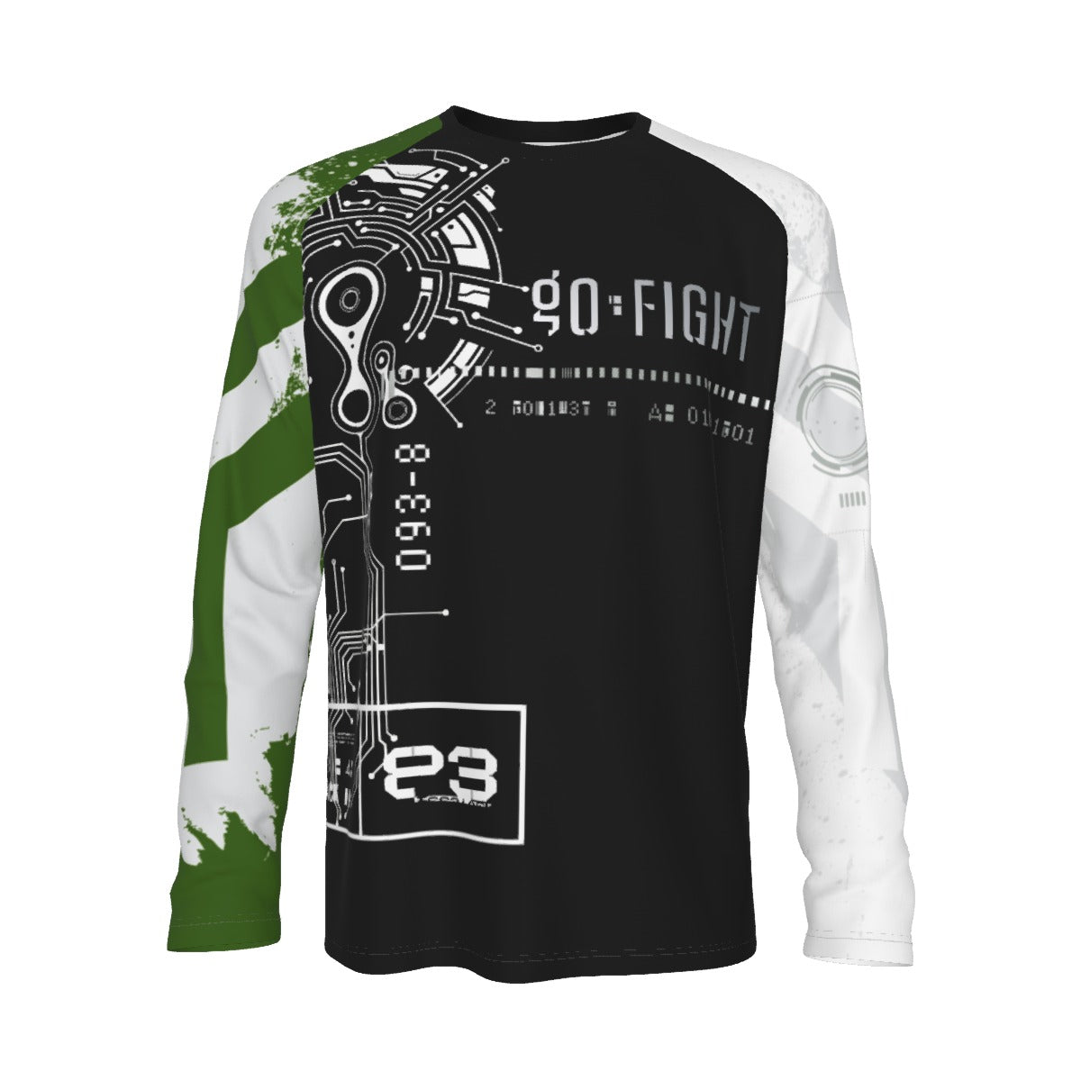 Go Fight Green Raglan Long Sleeve T-shirt | 190GSM Cotton – Pulseblack