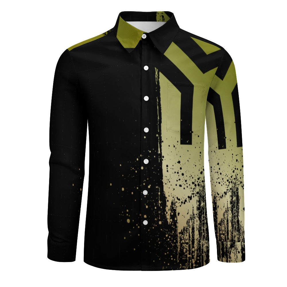 GO FIGHT Casual One Pocket Long Sleeve Shirt