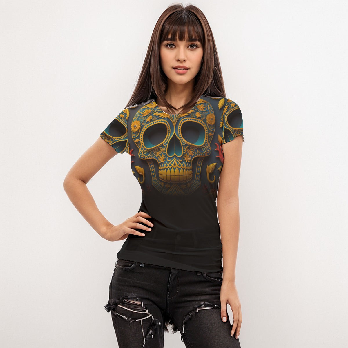 OTEKA Colorskull Mesh Bodycon Shirt