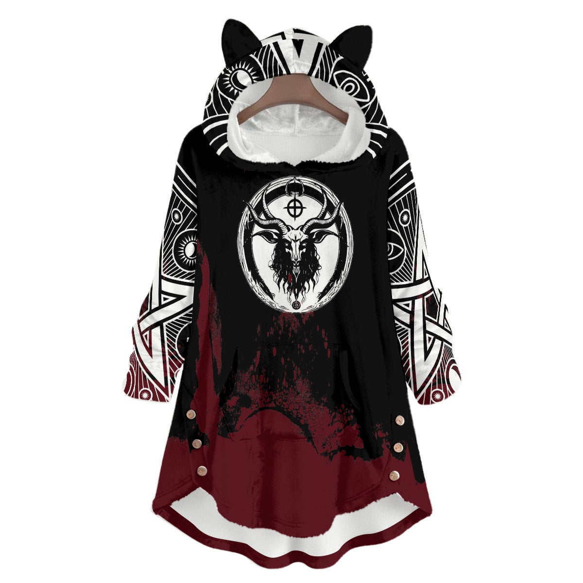 OTEKA Demon Flannel Cat Ear Hoodie