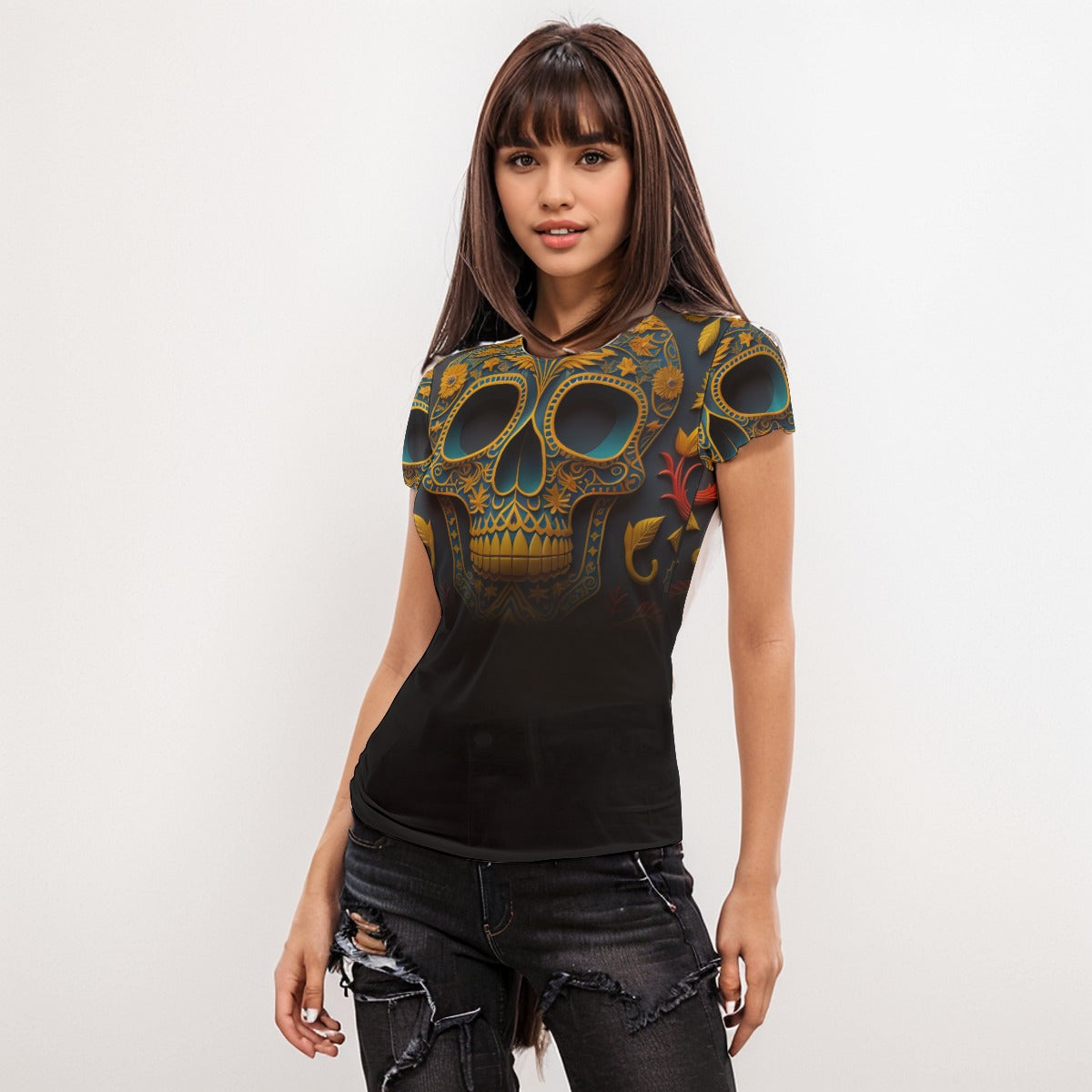 OTEKA Colorskull Mesh Bodycon Shirt
