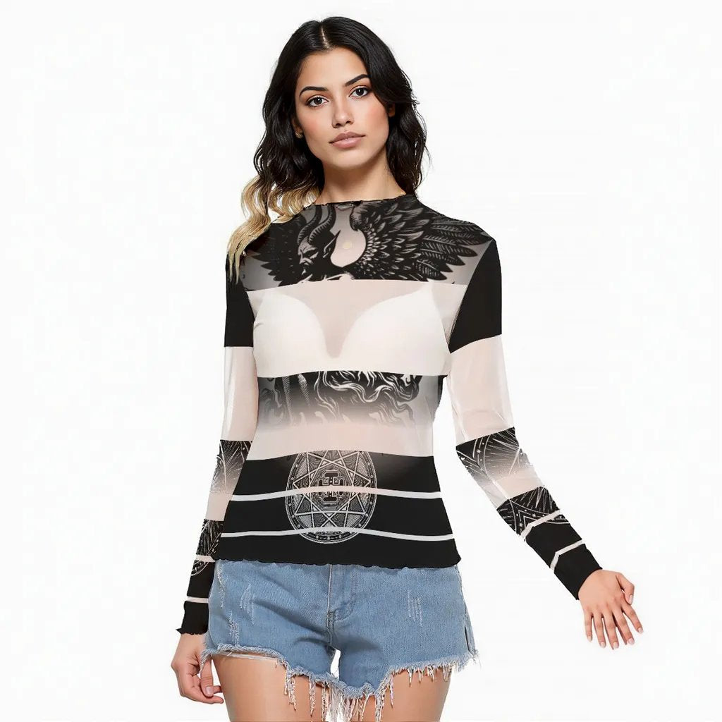 OTEKA Peekaboo Mesh Black and White Satanic slip shirt