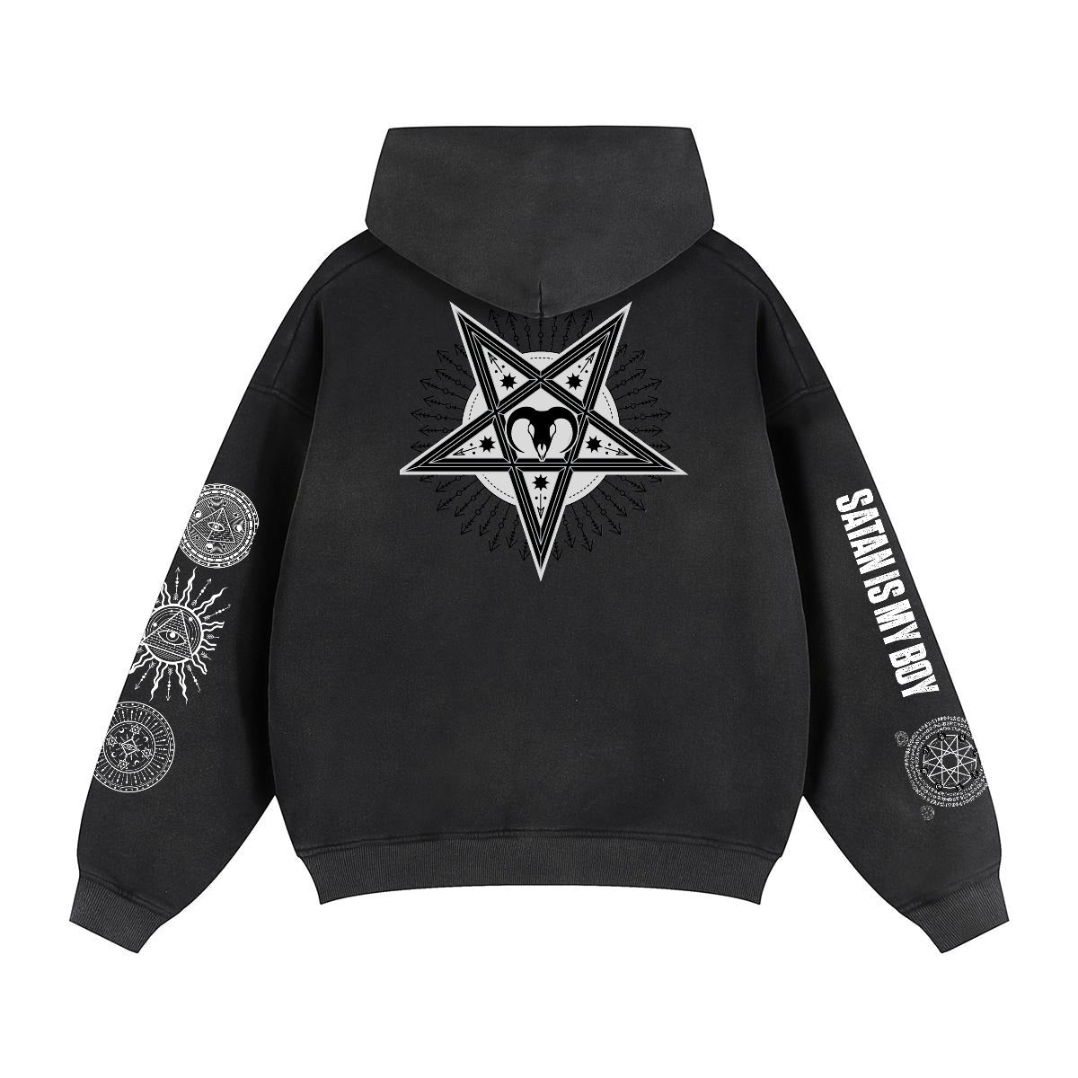 OTEKA Satan is my Boy distressed fleece lined hoodie