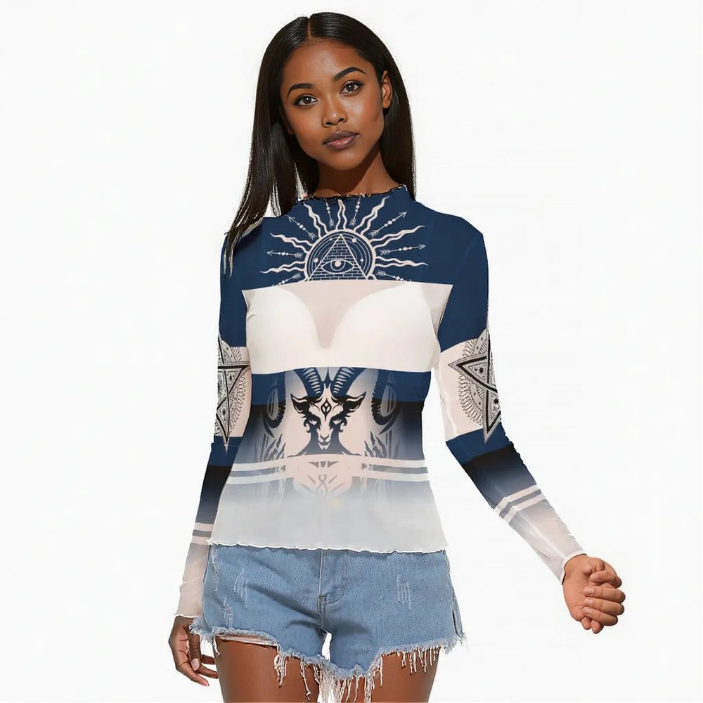 OTEKA Peekaboo Mesh Blue Satanic slip shirt