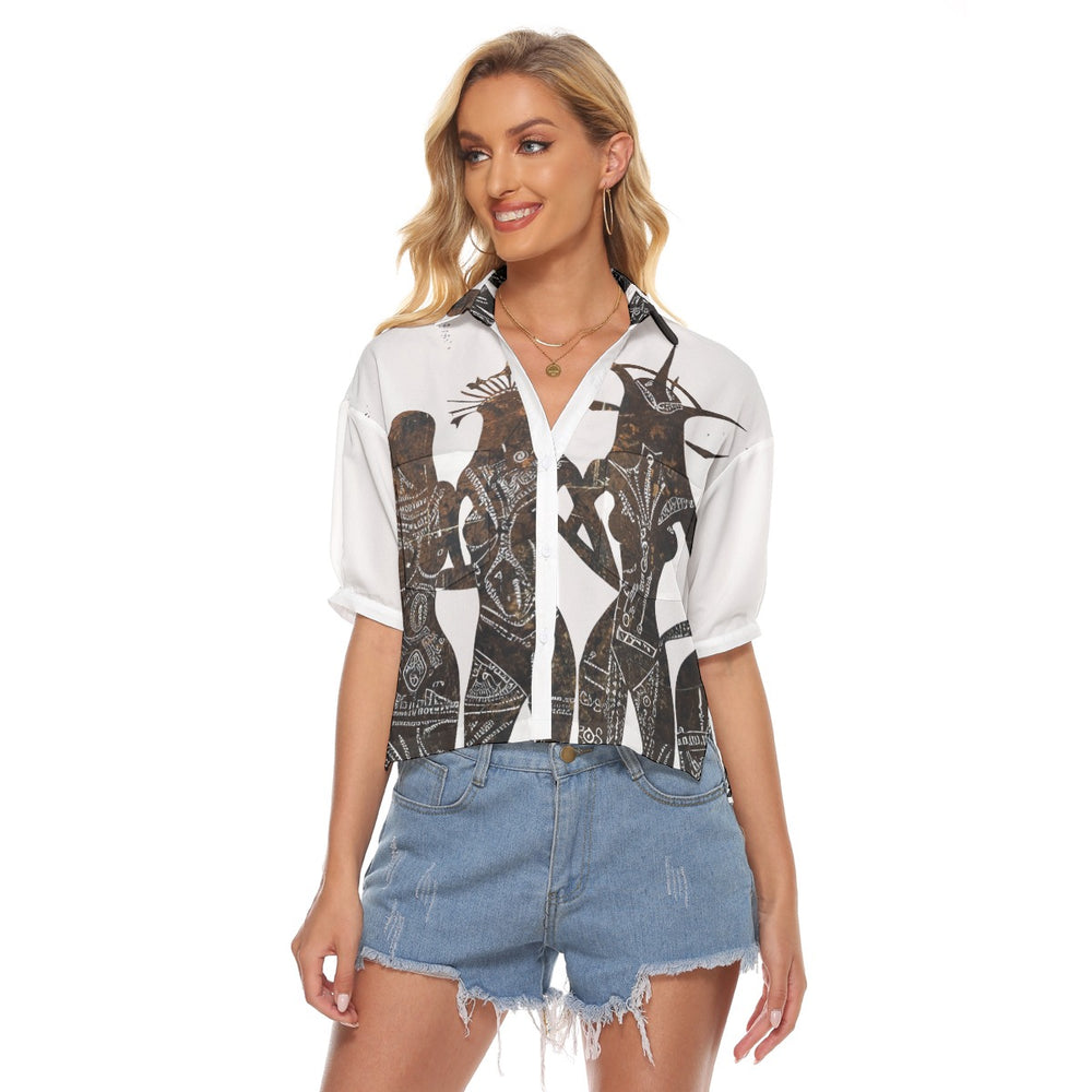 OTEKA Color of Love White Button Down Women's Shirt