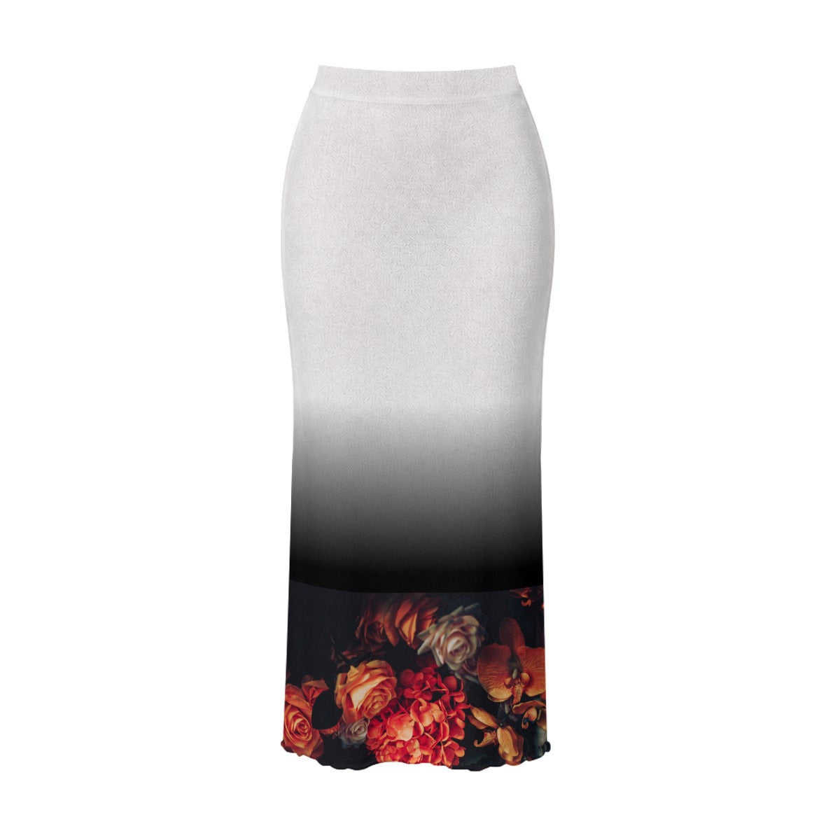 OTEKA Rose All-Over Print Women's High Neck Skirt Set With Thumb Hole
