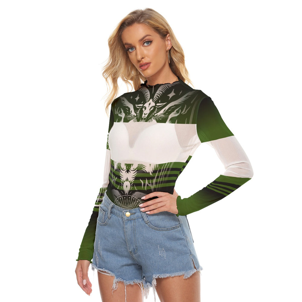 OTEKA Peekaboo Mesh Green Satanic slip shirt