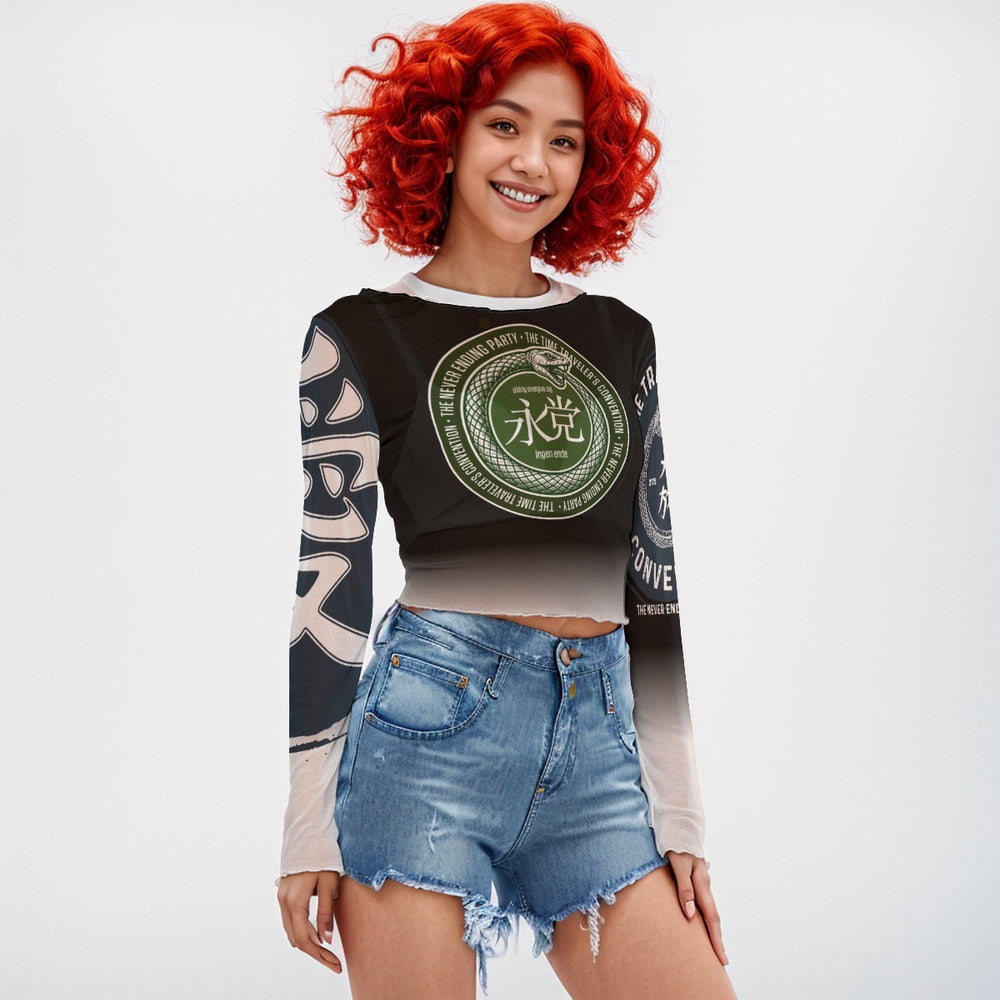 OTEKA Time traveler's convention  Women's Mesh Long Sleeve T-shirt