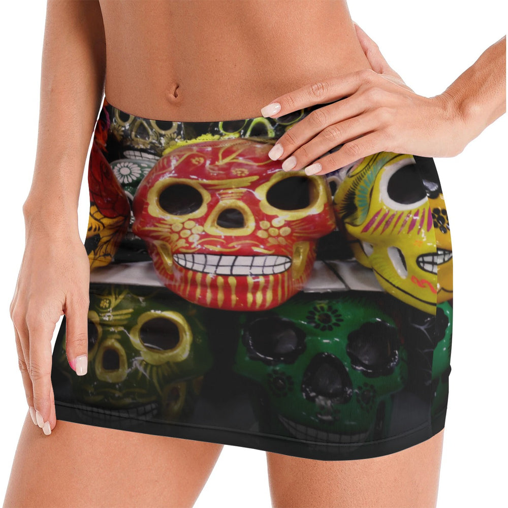 OTEKA Colorskull Mesh Bodycon Skirt