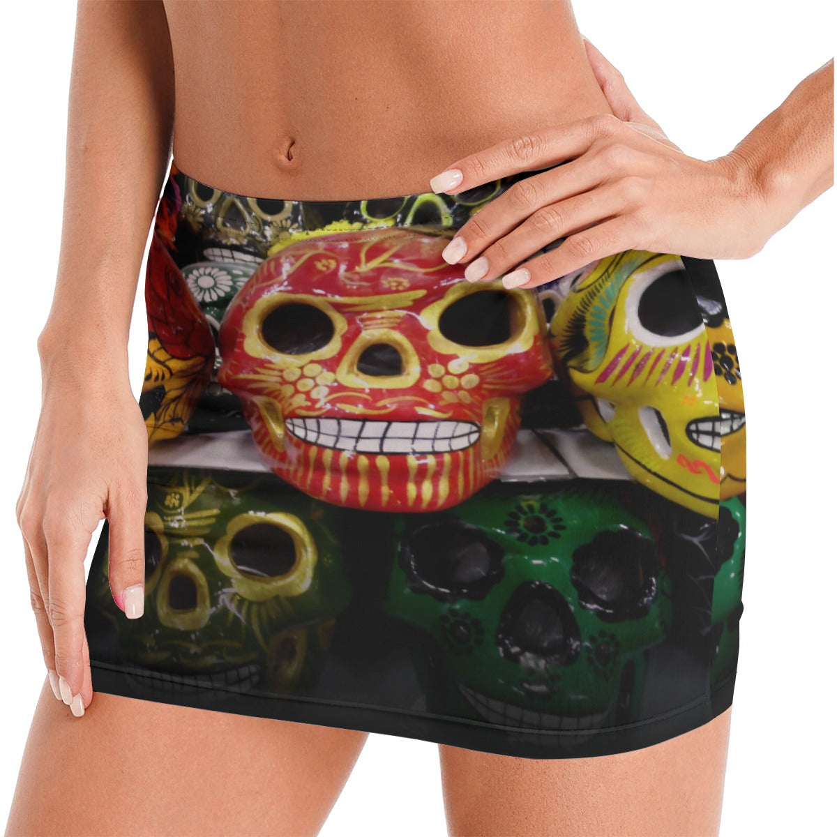 OTEKA Colorskull Mesh Bodycon Skirt