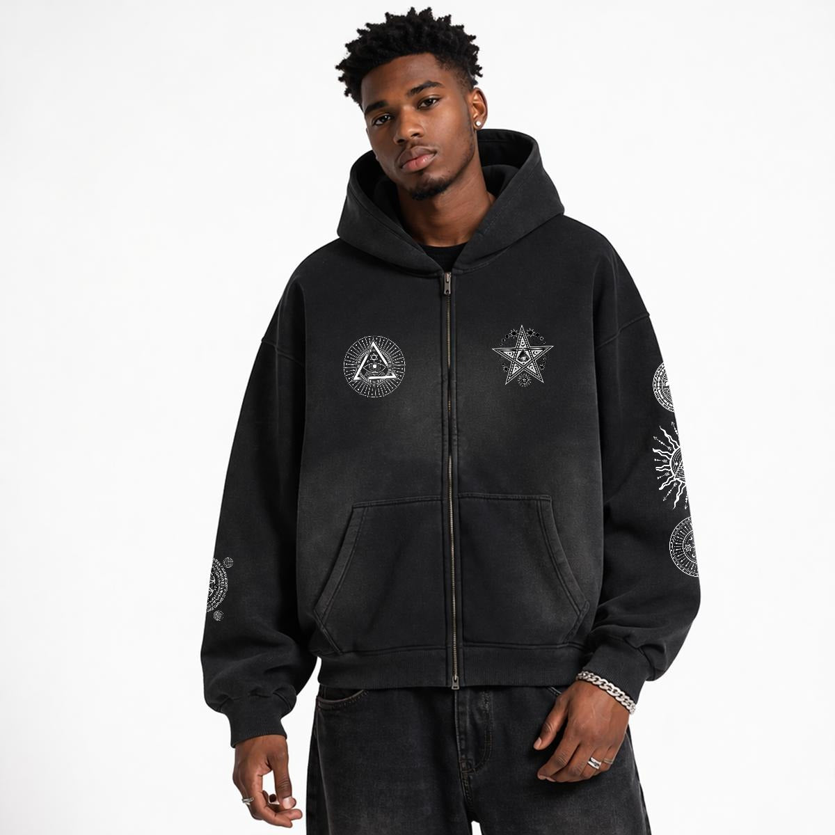 OTEKA Satan is my Boy distressed fleece lined hoodie