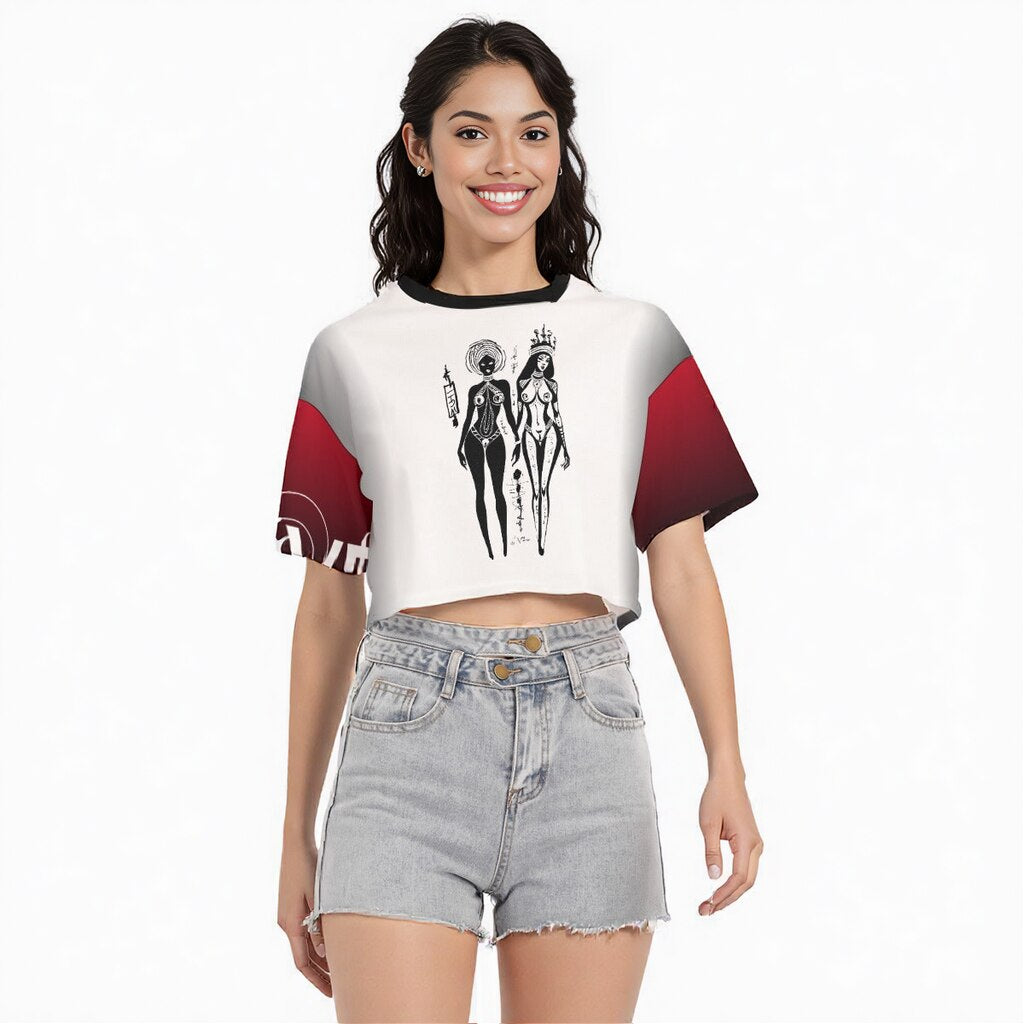 OTEKA Red and White Found Cropped Women's shirt