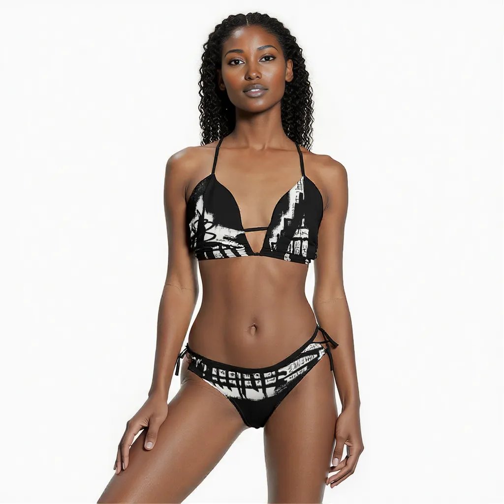 OTEKA Black and White Visitors Sling Bikini Swimsuit