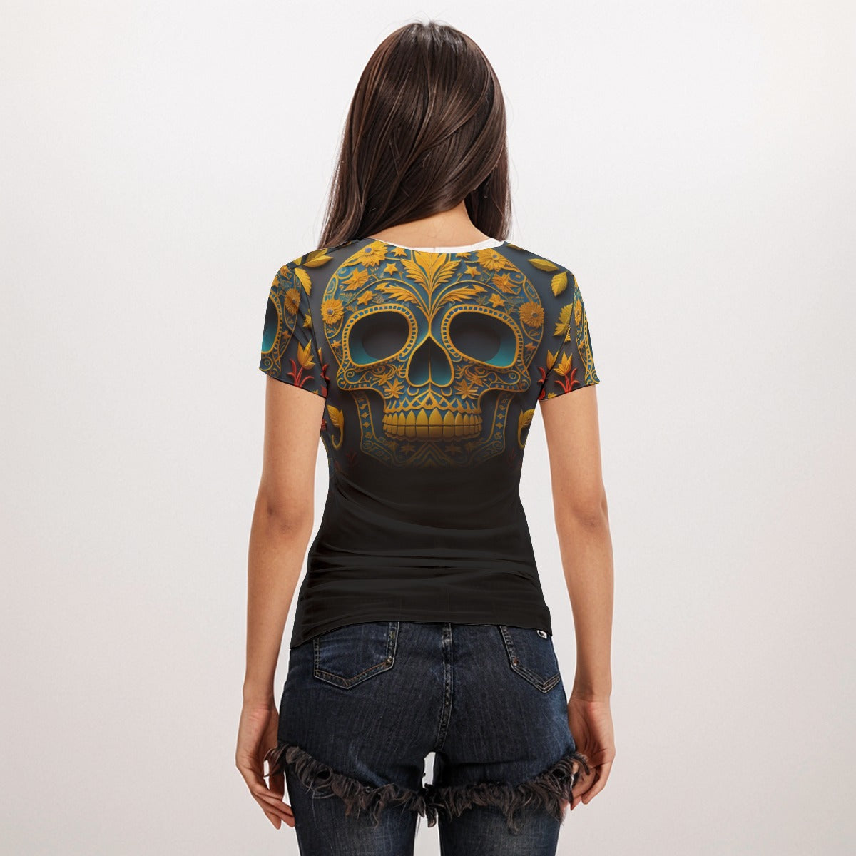 OTEKA Colorskull Mesh Bodycon Shirt