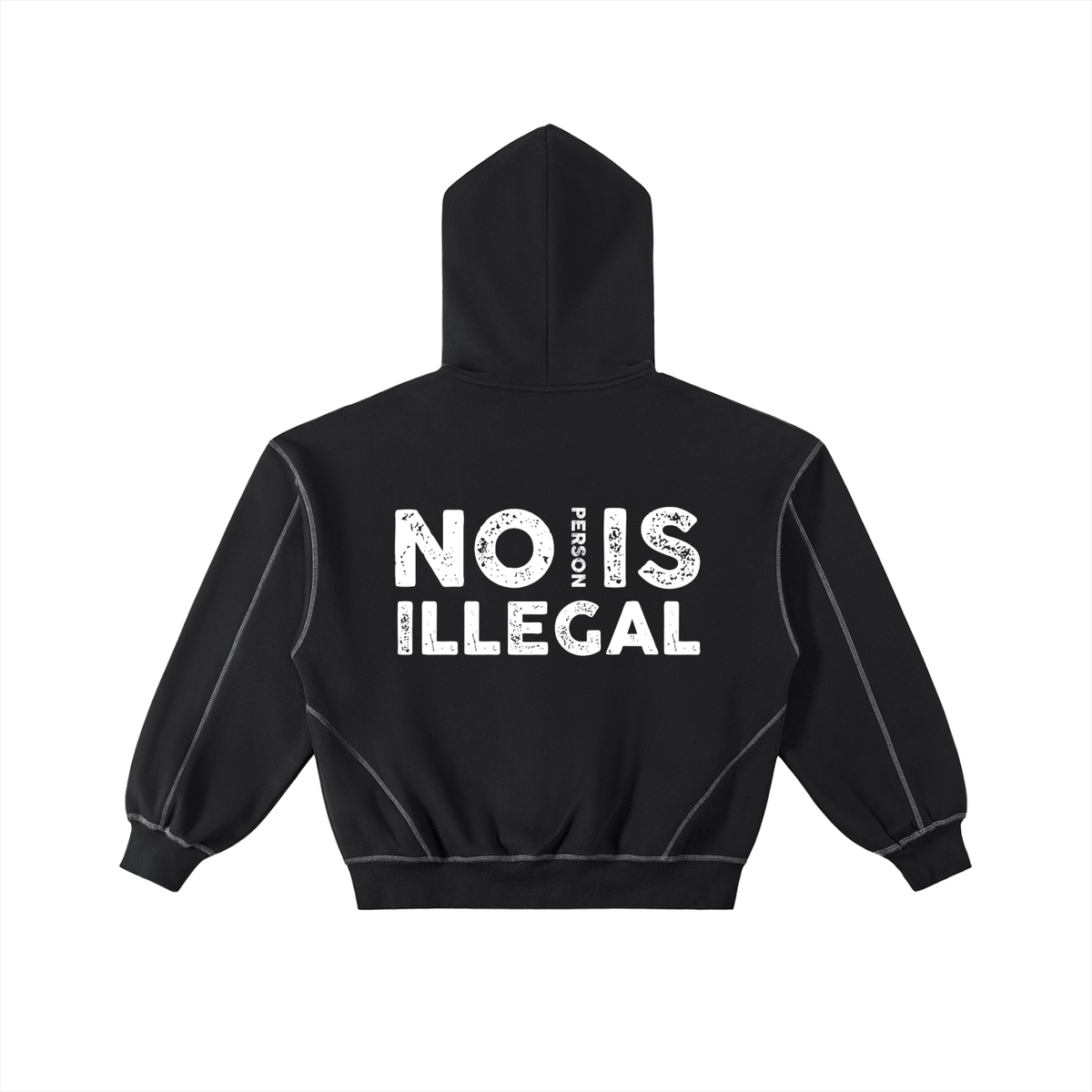 RESIST No person is illegal-Stitched Boxy Fleece Zip Hoodie