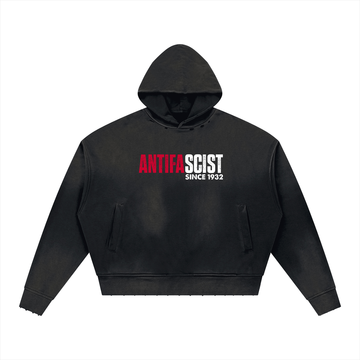 RESIST Antifa Unisex Sunfade Distressed Boxy Hoodie