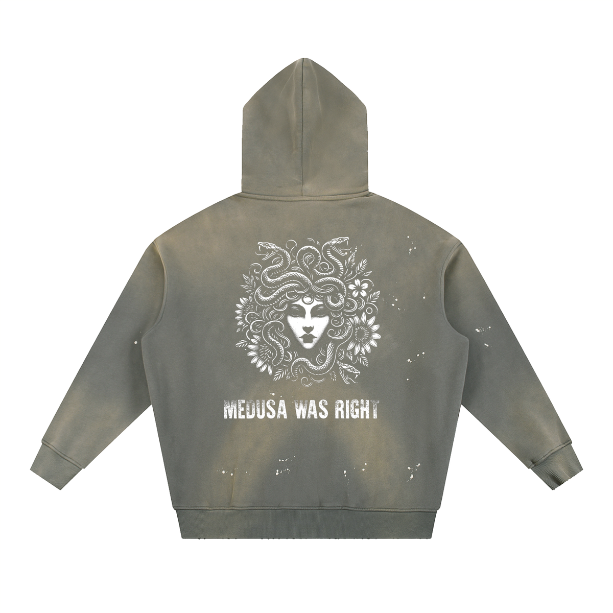 RESIST Medusa Vintage Washed Frayed Fleece Hoodie