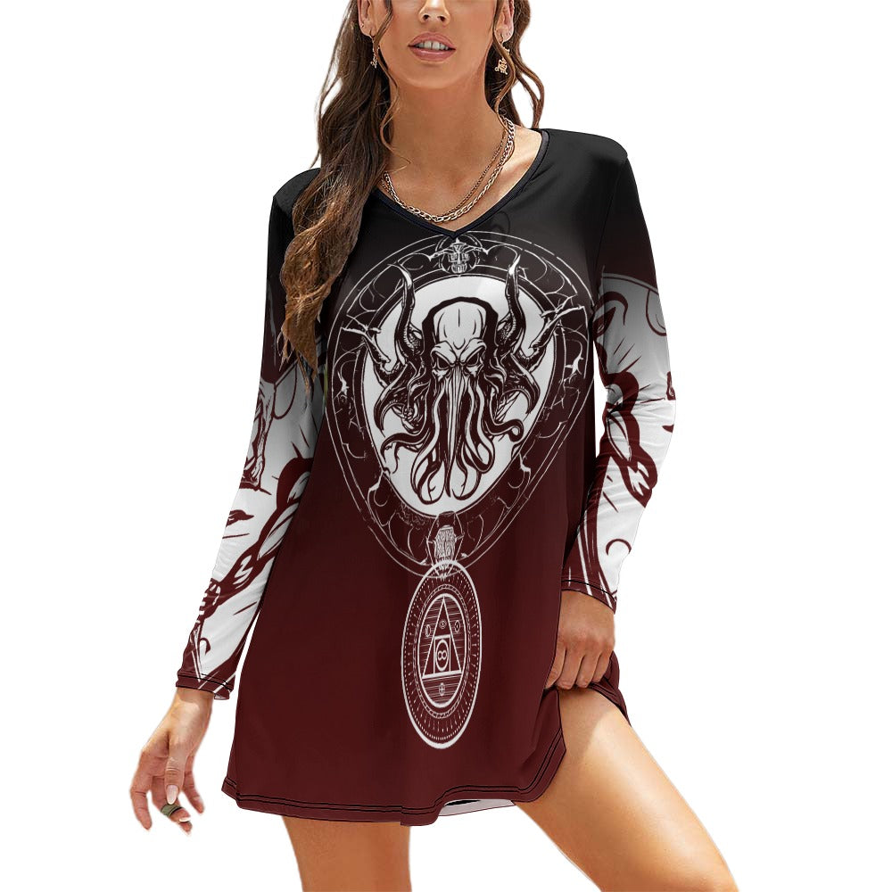 OTEKA Maroon long sleeveCthulhu Dress