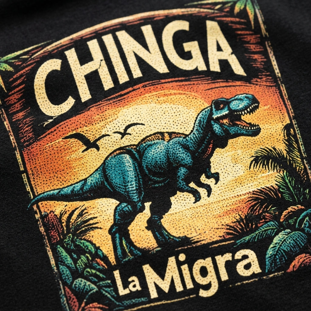 RESIST cropped Chinga La Migra Dino Cotton Shirt