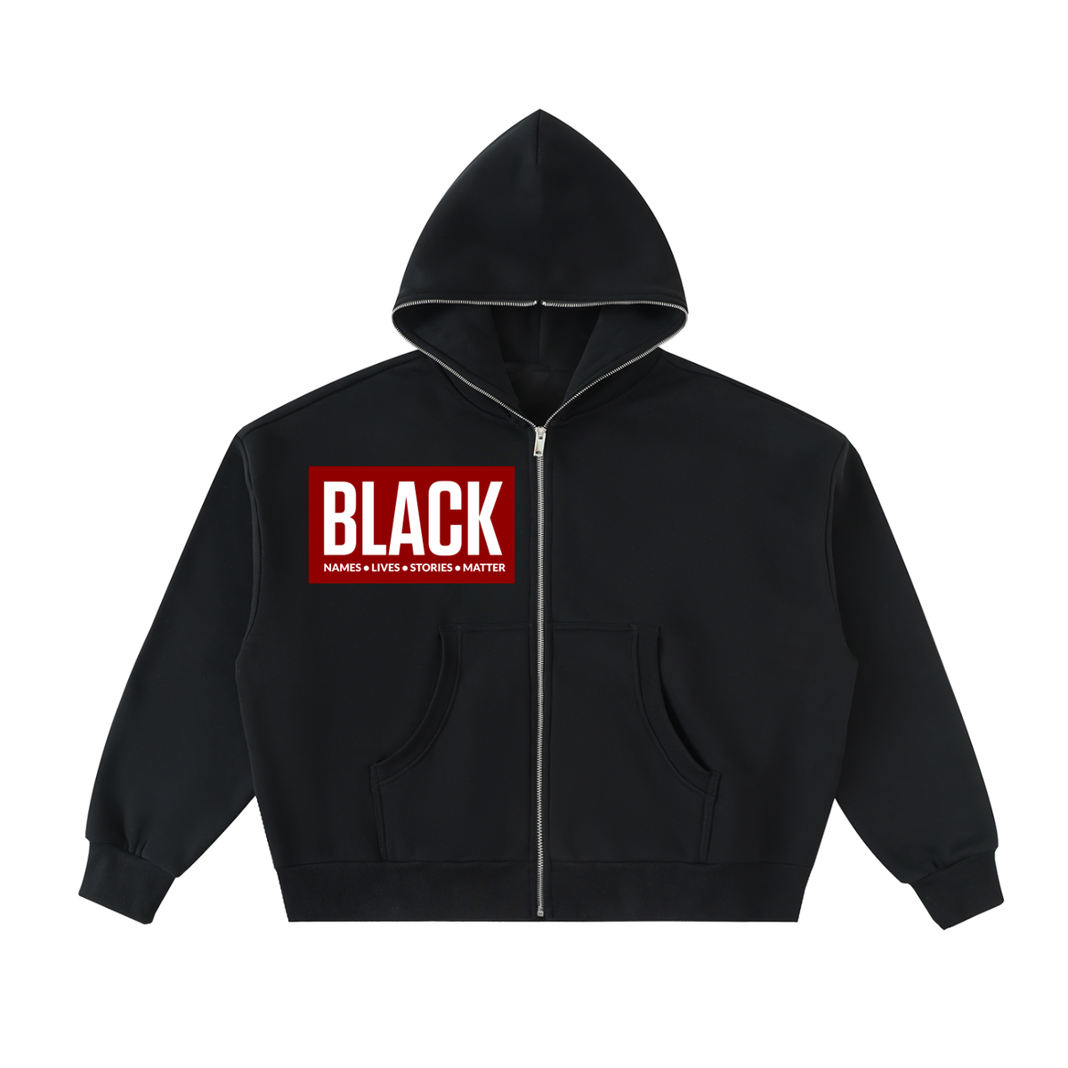 RESIST BLack Names Full-Zip Boxy Hoodie