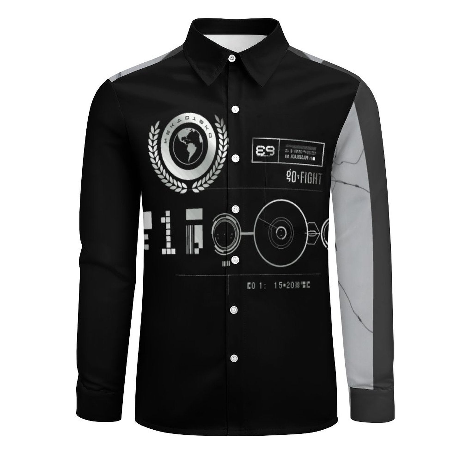 Faux Linen Men Long Sleeve Shirt with Pocket LS (All-Over Printing)