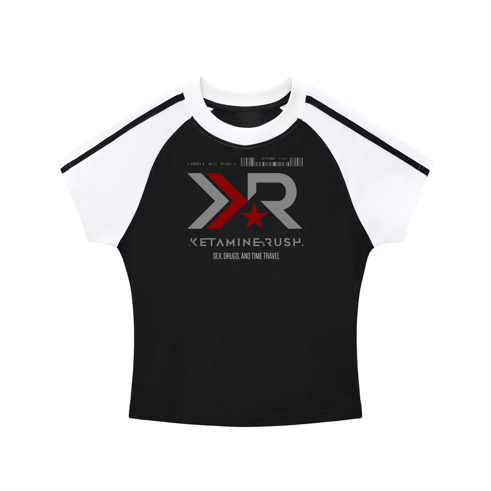 OTEKA KR Stripes Bodycon Raglan  Sleeve T-Shirt