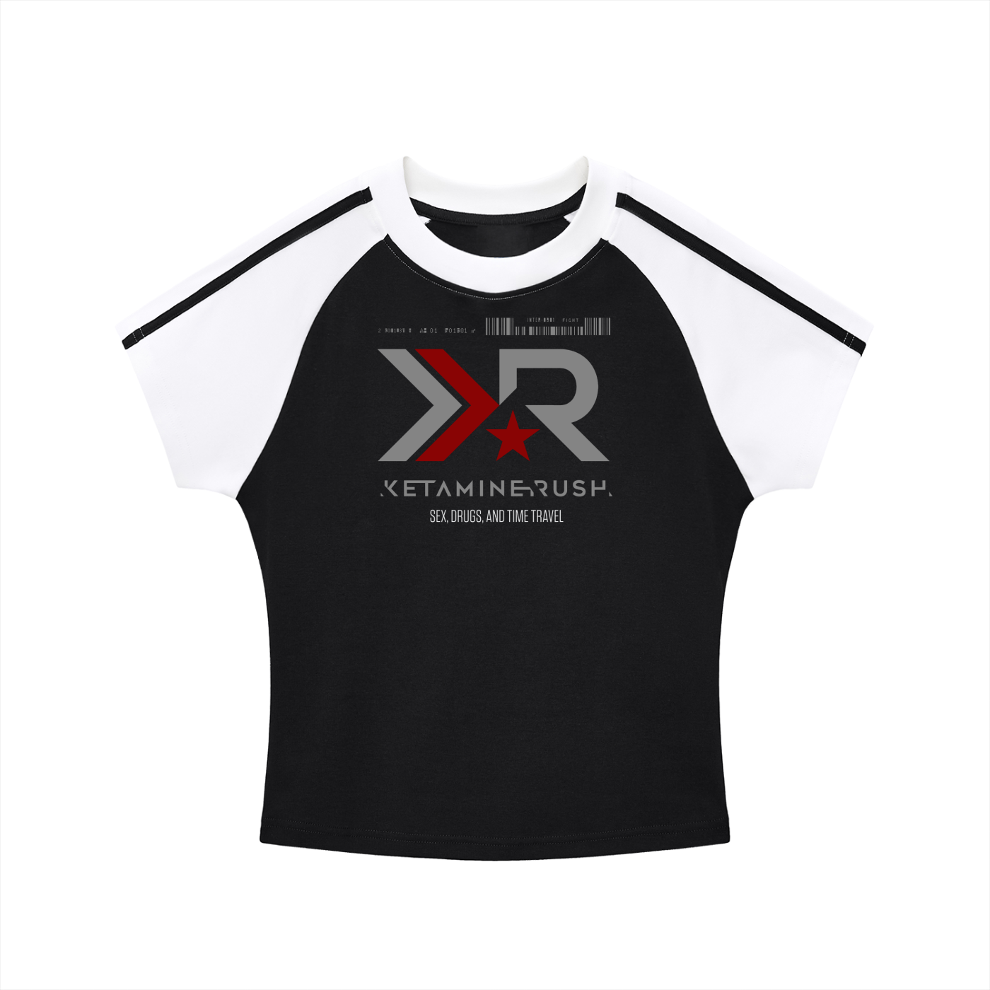 OTEKA KR Stripes Bodycon Raglan  Sleeve T-Shirt