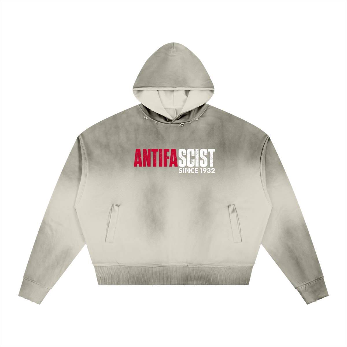 RESIST Antifa Unisex Sunfade Distressed Boxy Hoodie