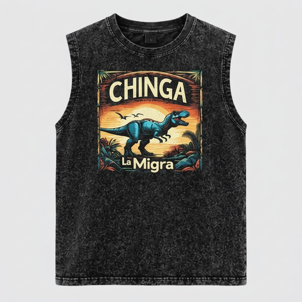 RESIST Chinga La Migra Dino Cotton sleevless