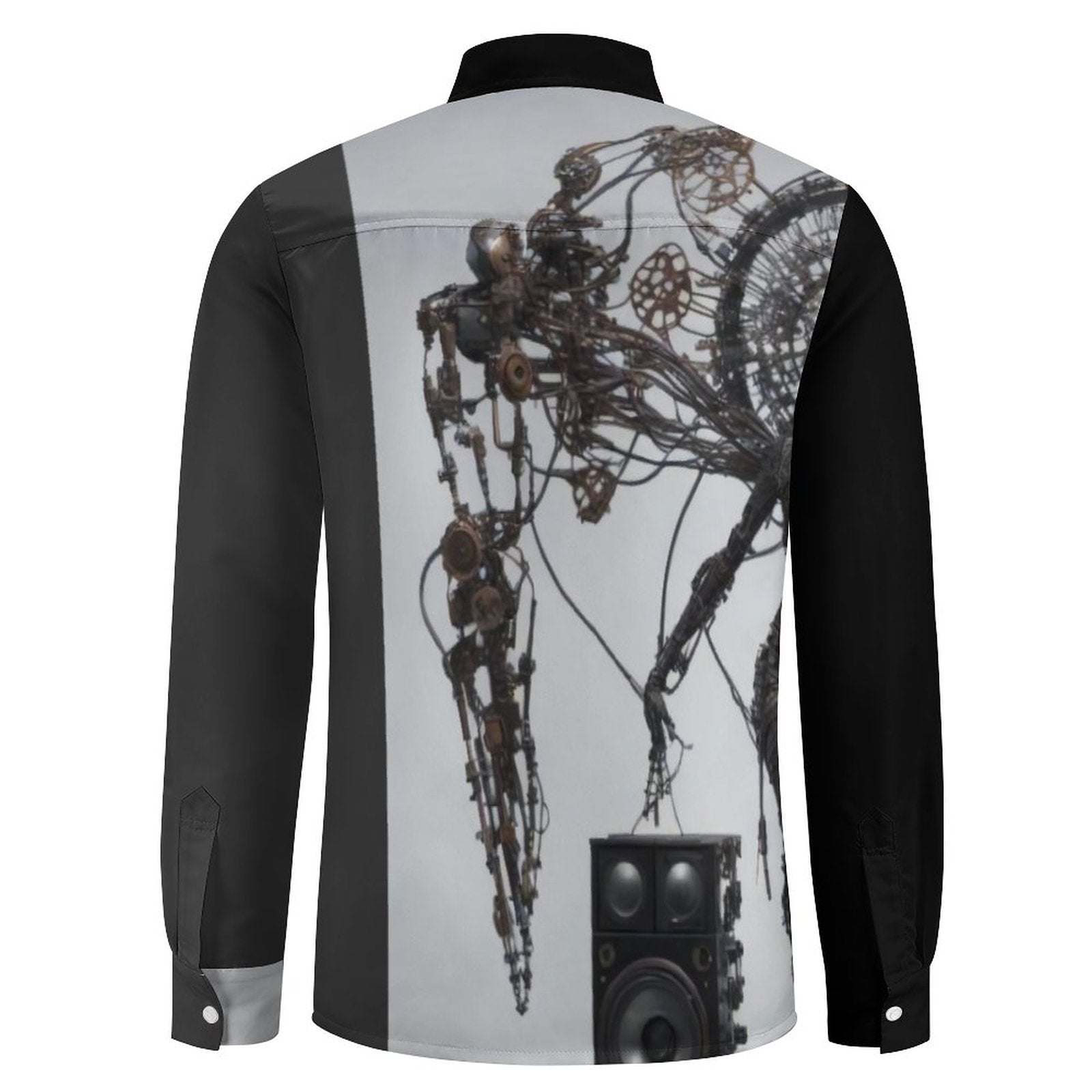 Faux Linen Men Long Sleeve Shirt with Pocket LS (All-Over Printing)
