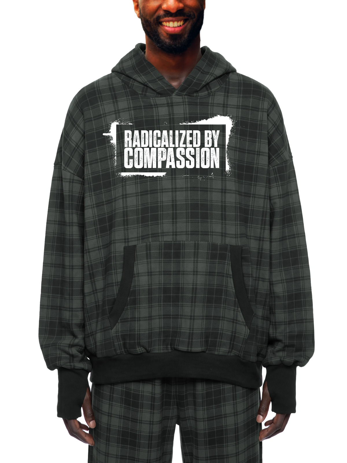 RESIST Compassion Unisex Plaid Color Block Hoodie