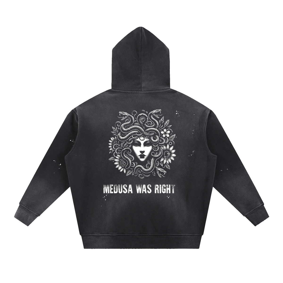 RESIST Medusa Vintage Washed Frayed Fleece Hoodie