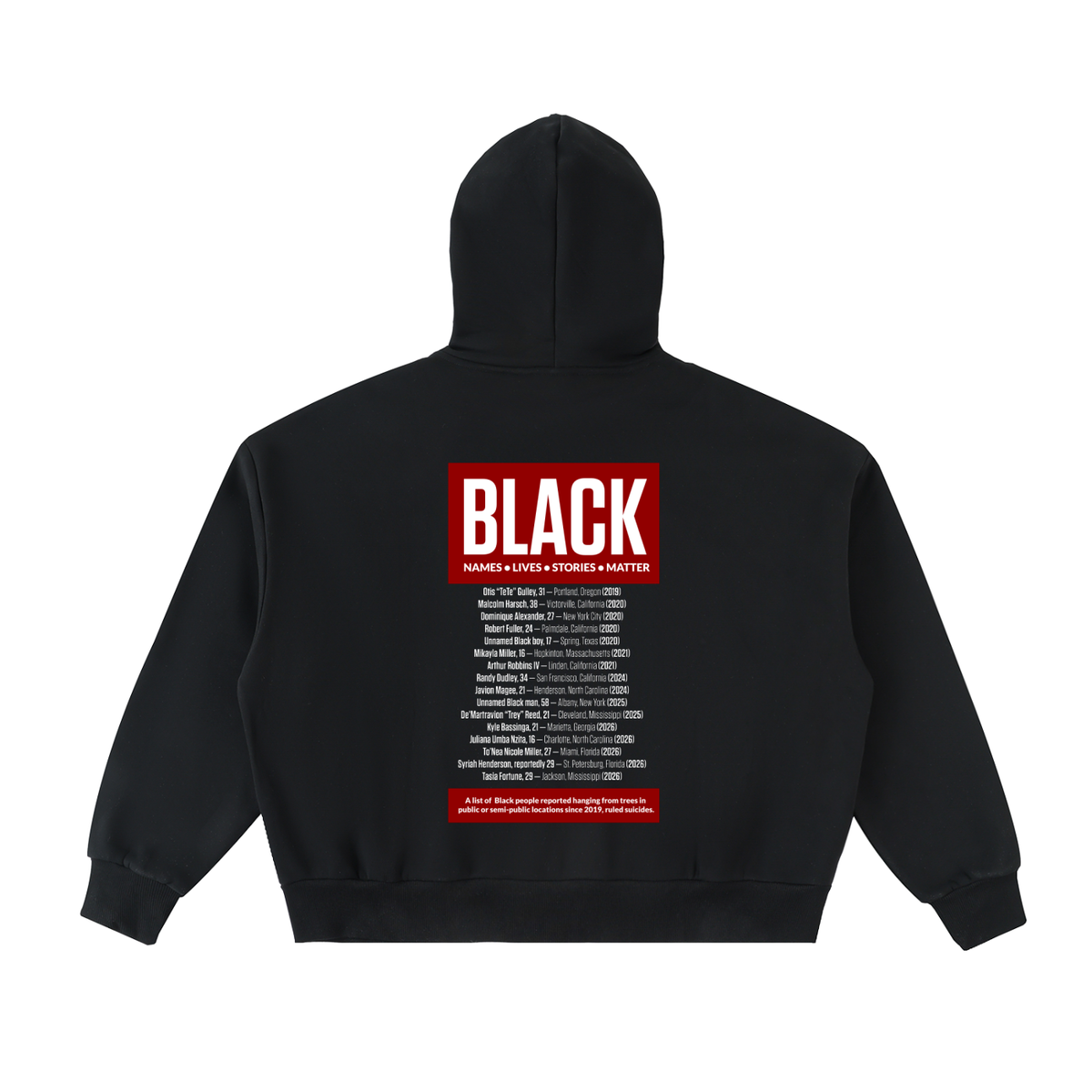 RESIST BLack Names Full-Zip Boxy Hoodie