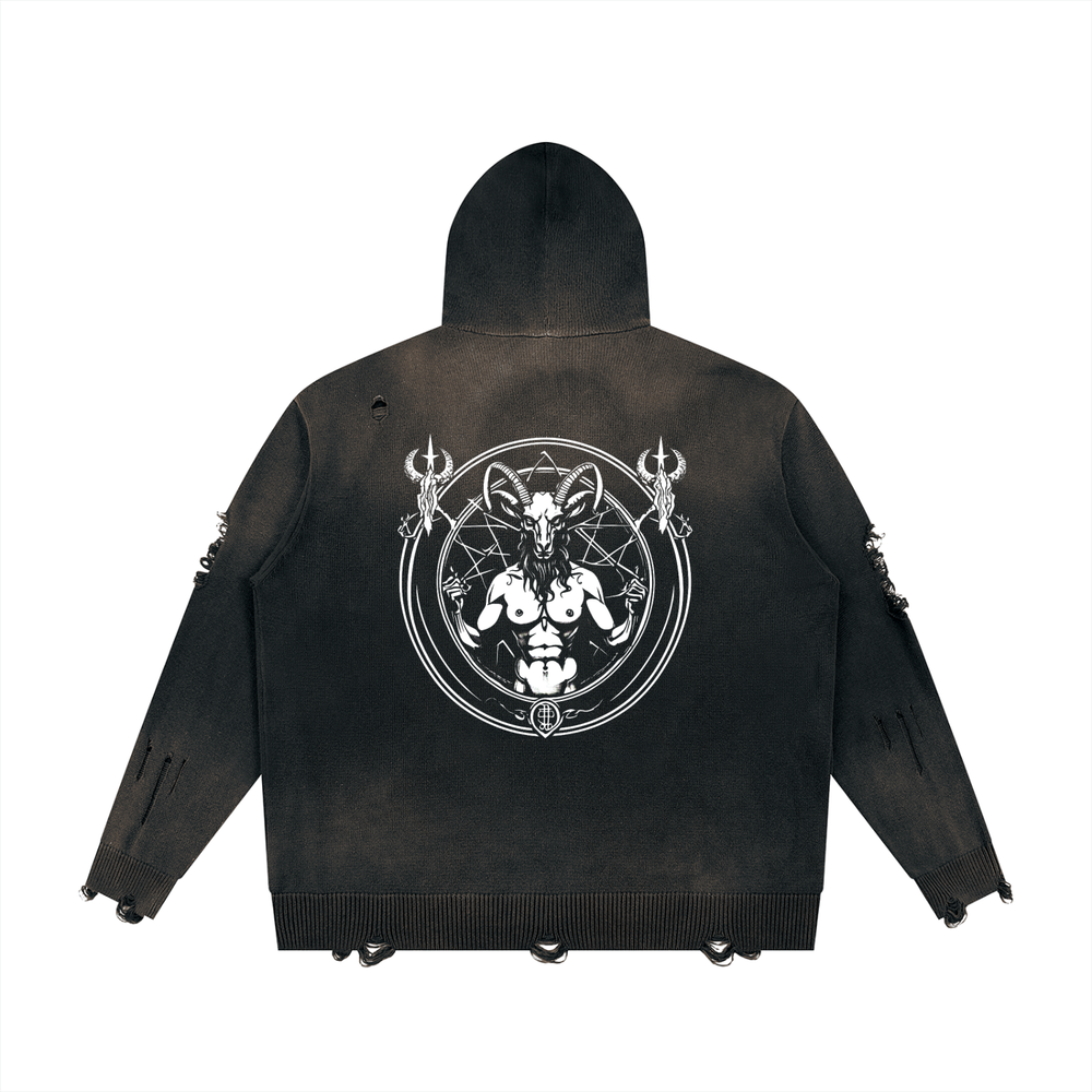 OTEKA Apocalypse Distressed Full Zip Sweater