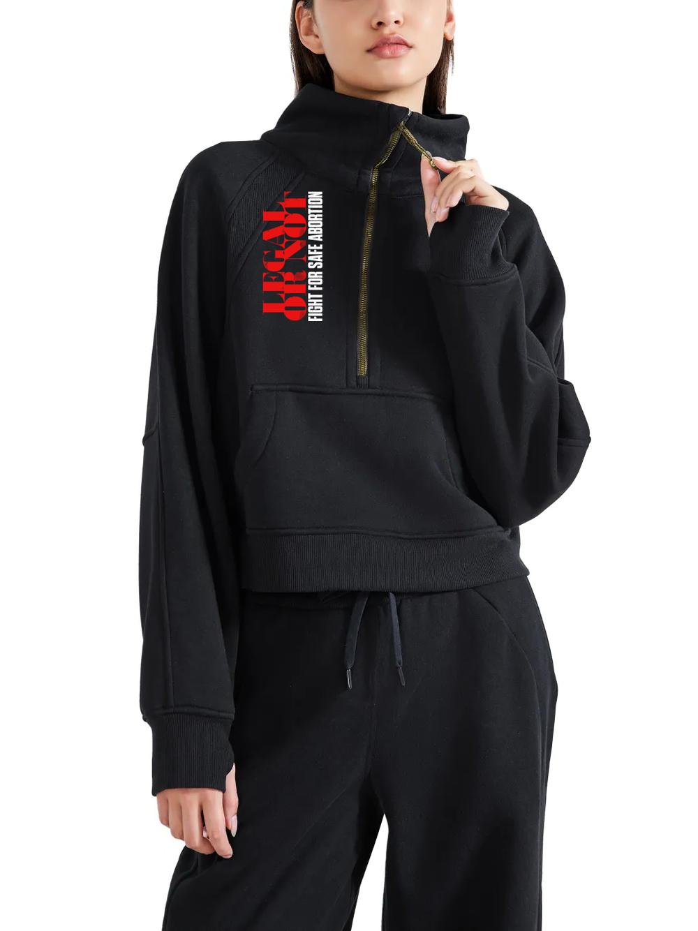 RESIST Legal or not Cropped Half-Zip Sweatshirt